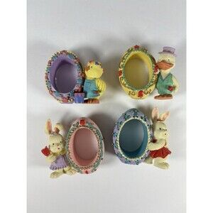 Easter Holiday Napkin Rings Lot of 4 Unmarked Bunny Chick Eggs